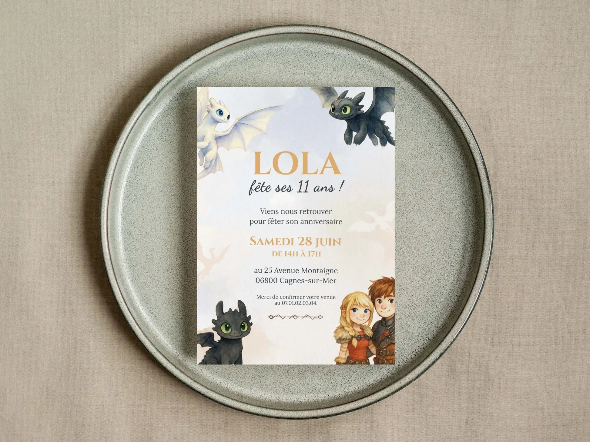 Invitations anniversaire personnalisées DRAGON Krokmou