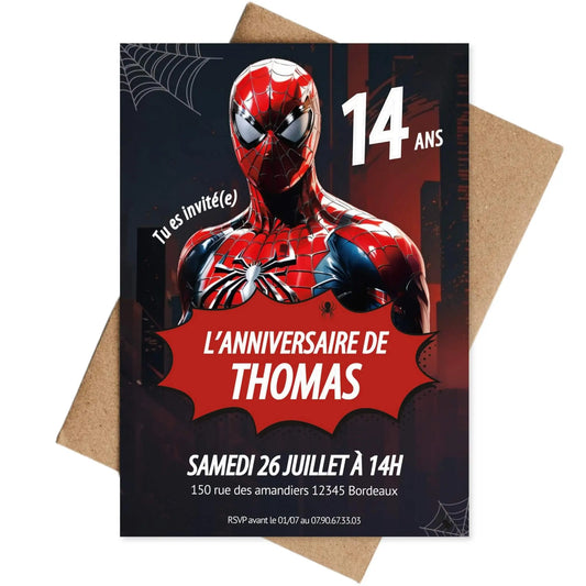 Invitations anniversaire personnalisées SPIDERMAN
