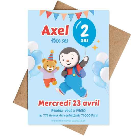 Invitations anniversaire personnalisées TCHOUPI