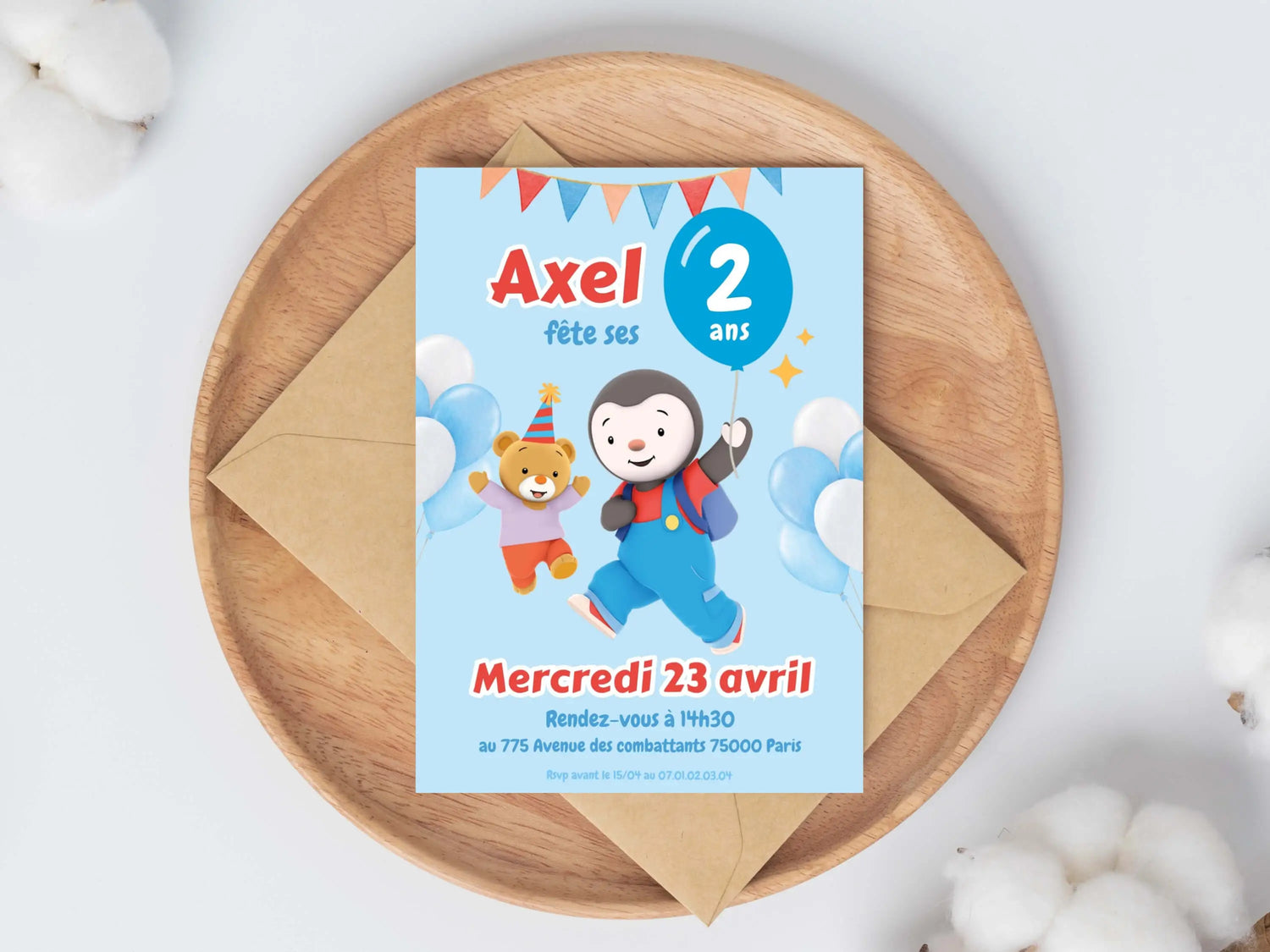 Invitations anniversaire personnalisées TCHOUPI