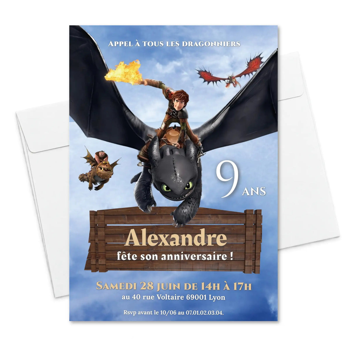 Invitations anniversaire personnalisées DRAGON
