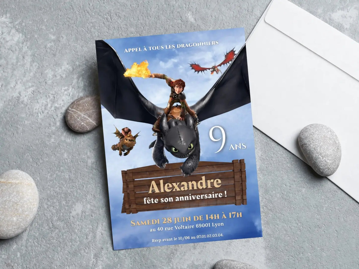 Invitations anniversaire personnalisées DRAGON