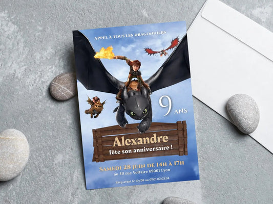 Invitations anniversaire personnalisées DRAGON