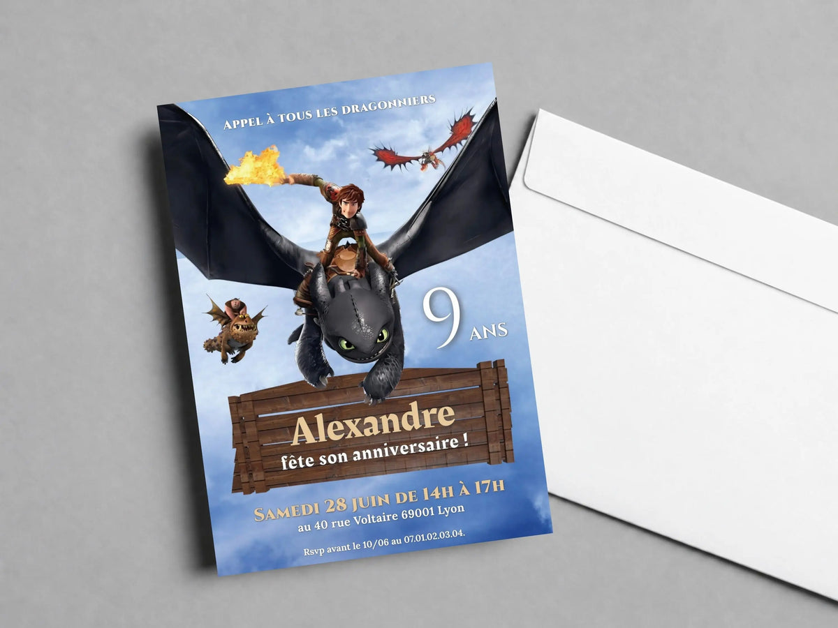Invitations anniversaire personnalisées DRAGON