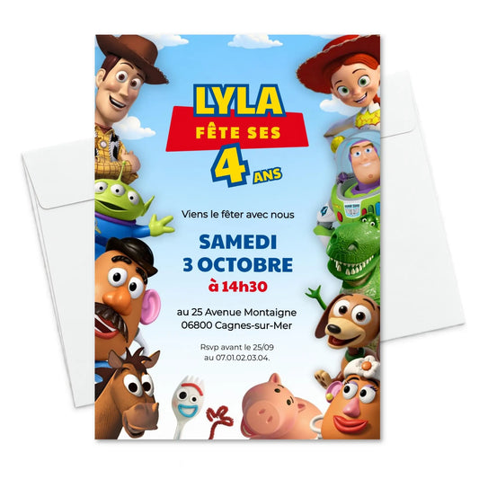 Invitations personnalisées TOY STORY