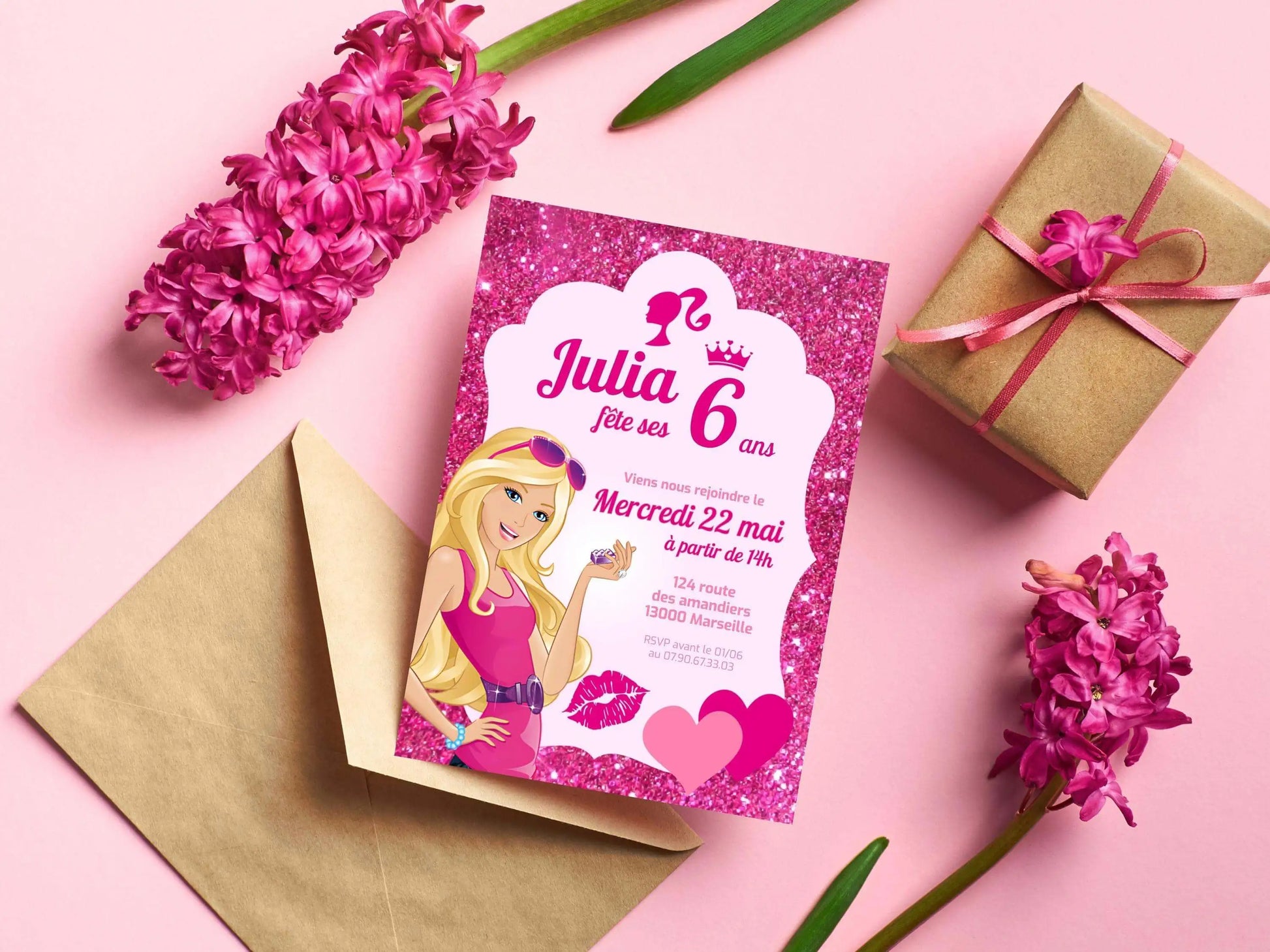 Invitations personnalisées anniversaire BARBIE
