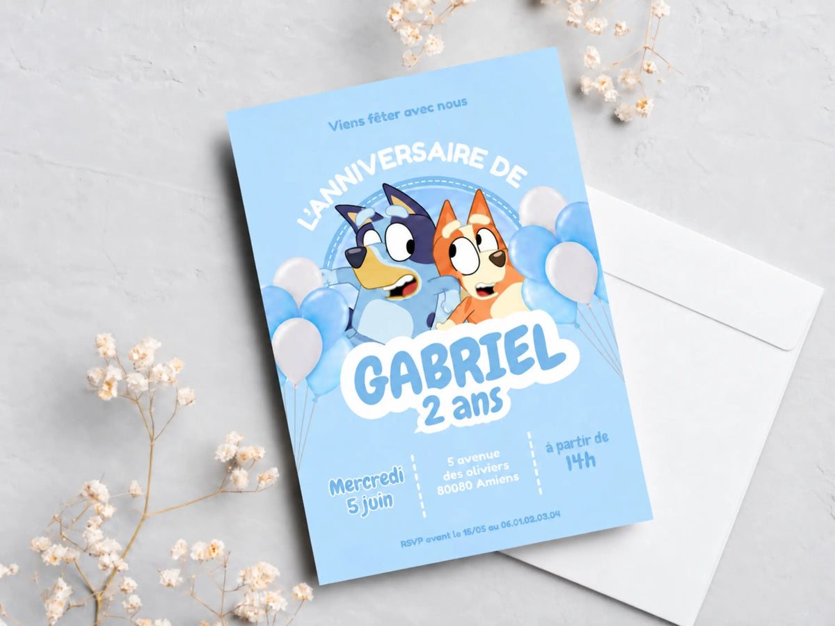 Invitations personnalisées anniversaire BLUEY