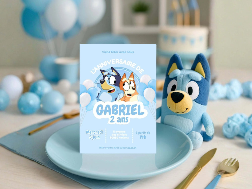 Invitations personnalisées anniversaire BLUEY