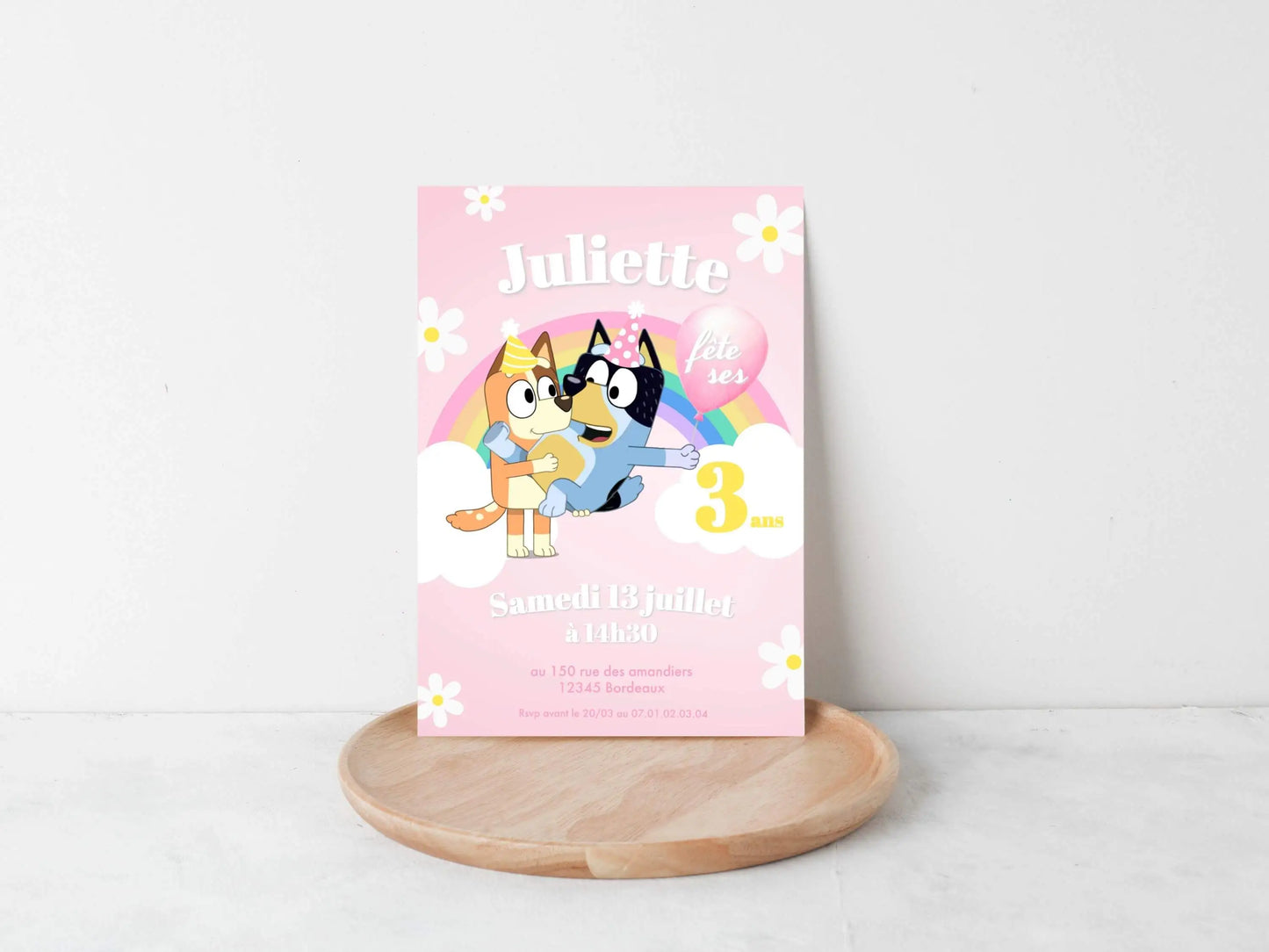 Invitations personnalisées anniversaire BLUEY Modèle 2