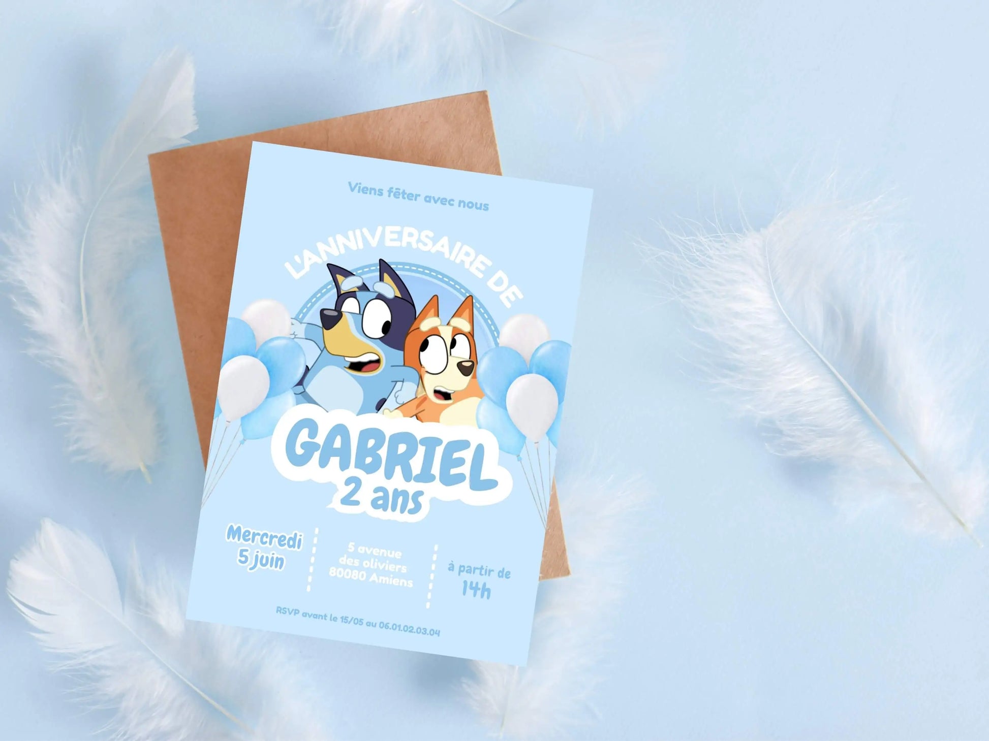 Invitations personnalisées anniversaire BLUEY