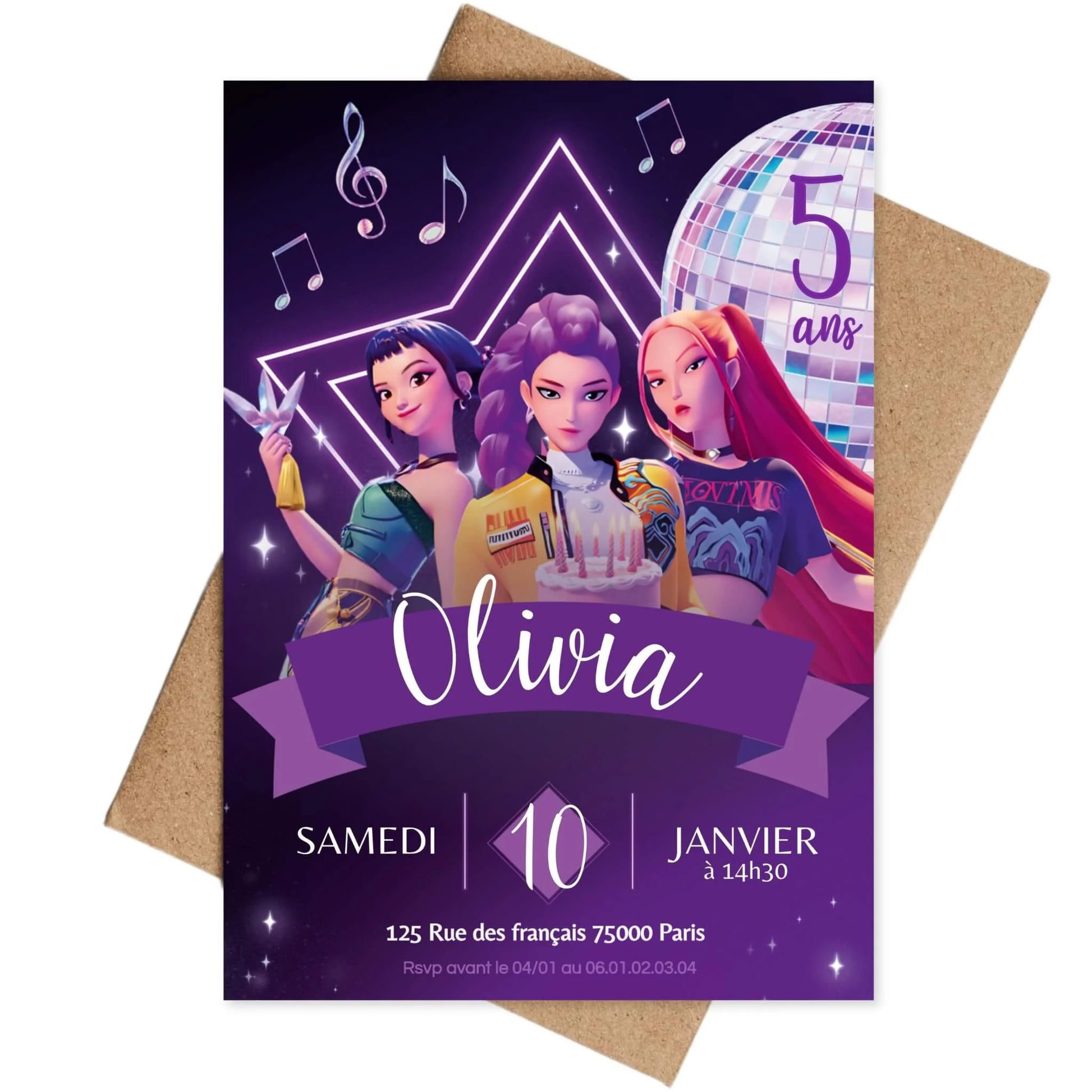 Invitations personnalisées anniversaire KPOP DEMON HUNTERS