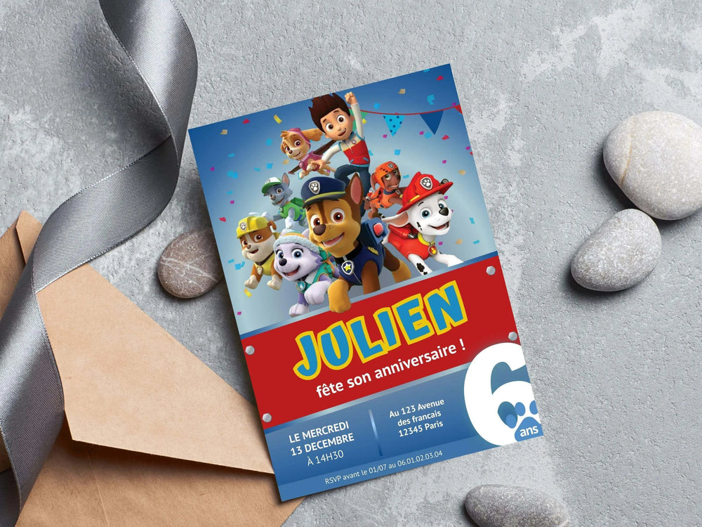 Invitations personnalisées anniversaire PAT'PATROUILLE
