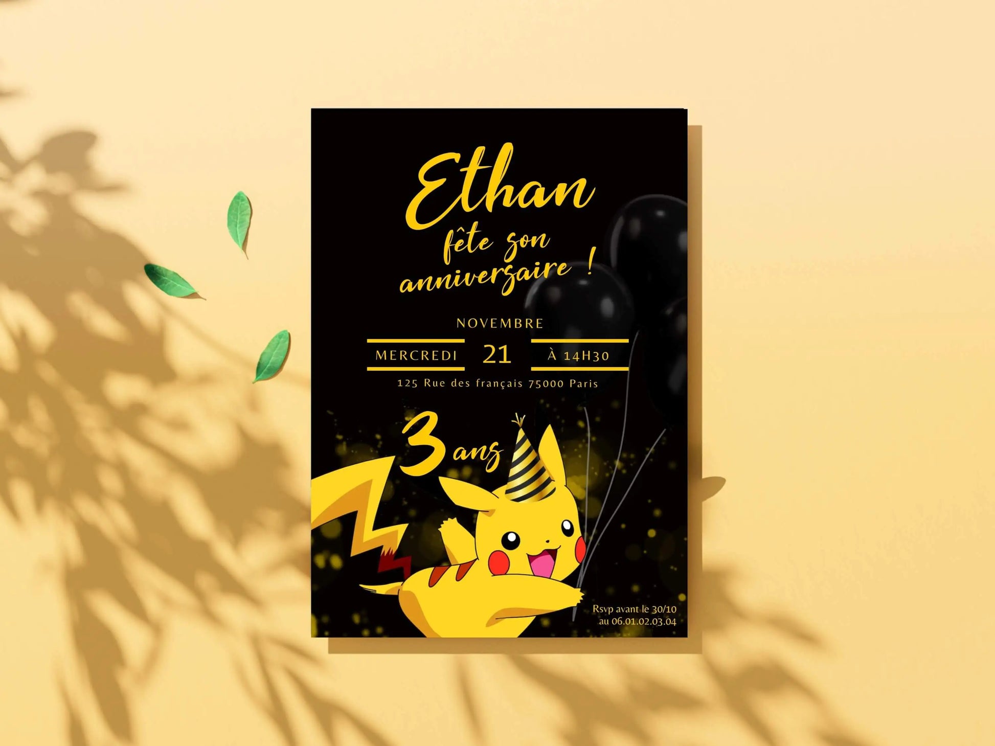 pokemon card invitations Personalized POKEMON Pikachu Birthday Invitations – Papettelie