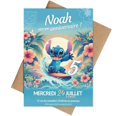 Invitations personnalisées anniversaire STITCH