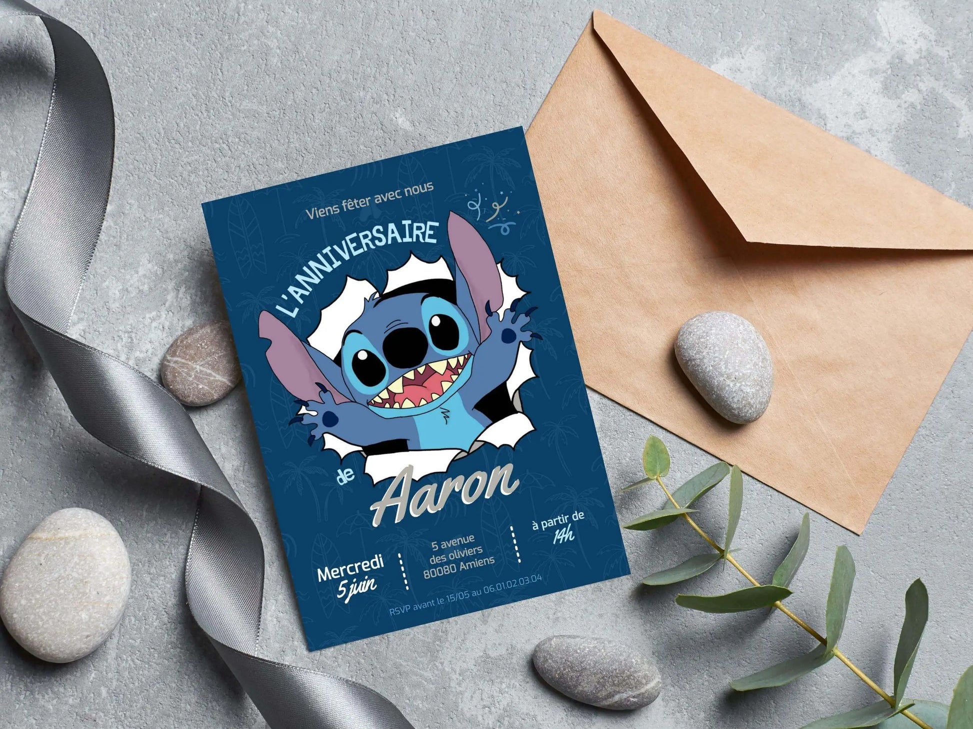 Invitations personnalisées anniversaire STITCH