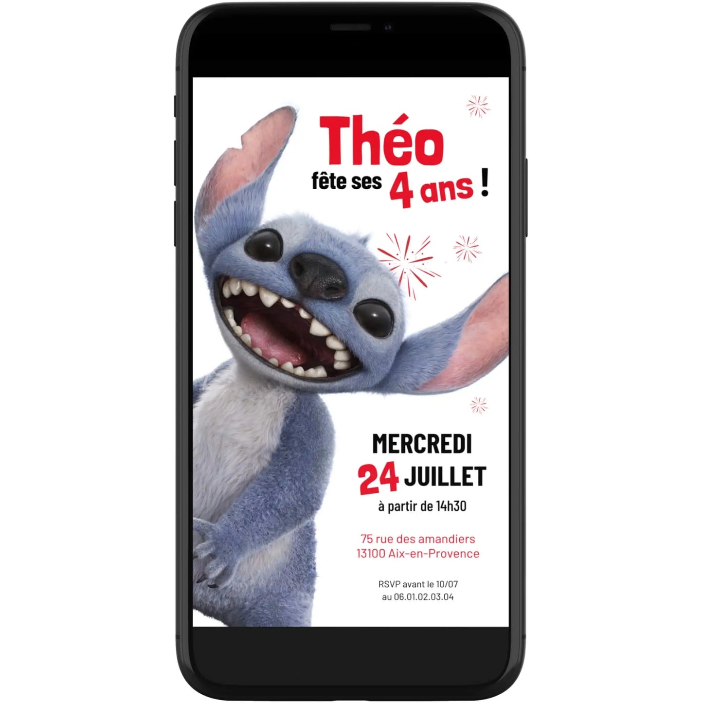 Personalisierte STITCH Mobile Einladung