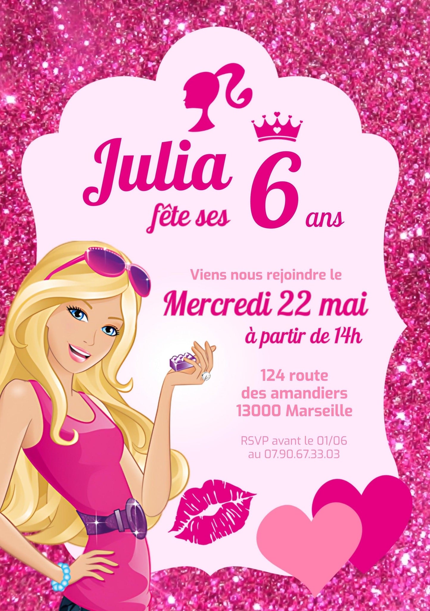 Invitations personnalisées BARBIE - Papettelie