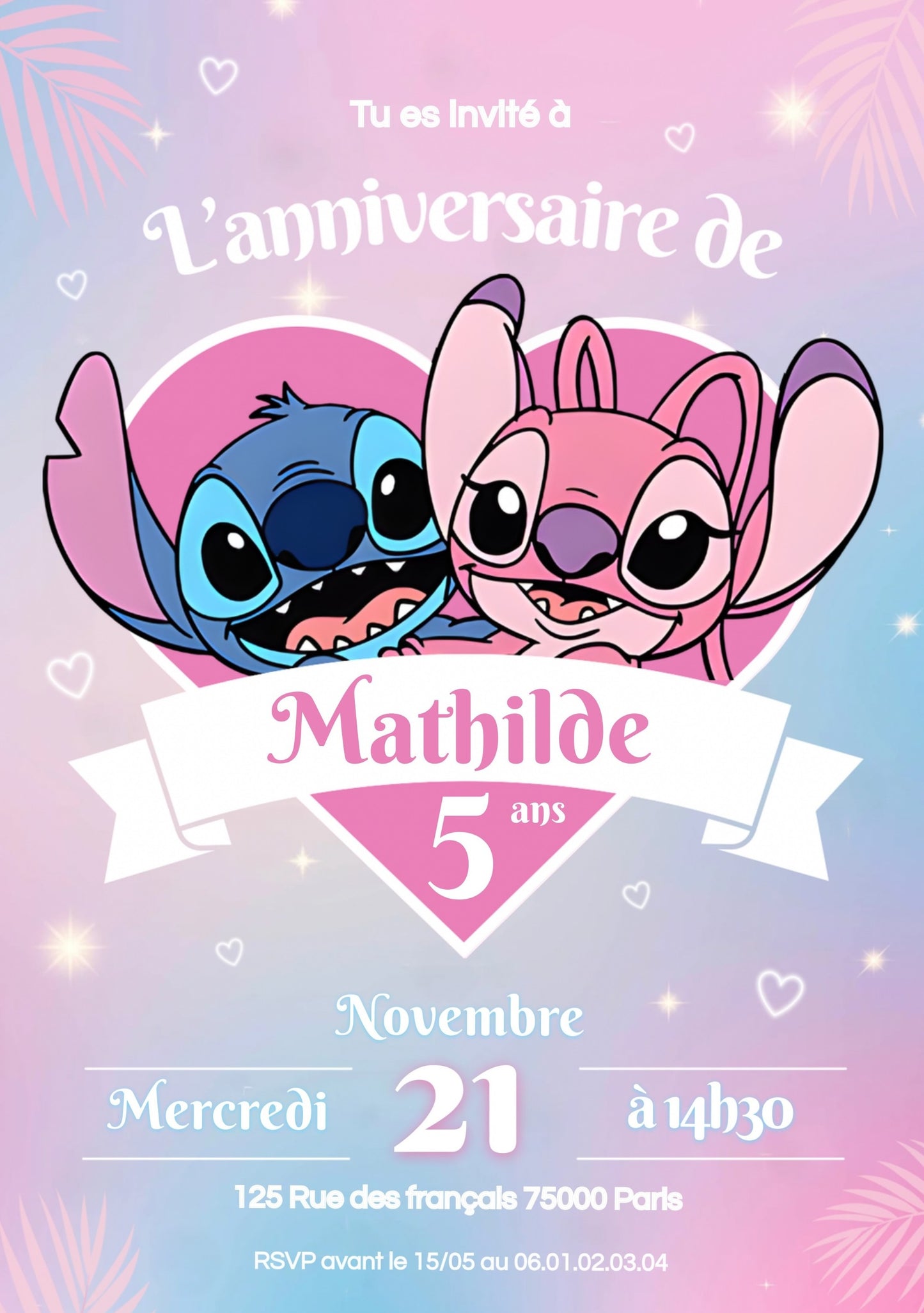 Invitations personnalisées STITCH & ANGEL